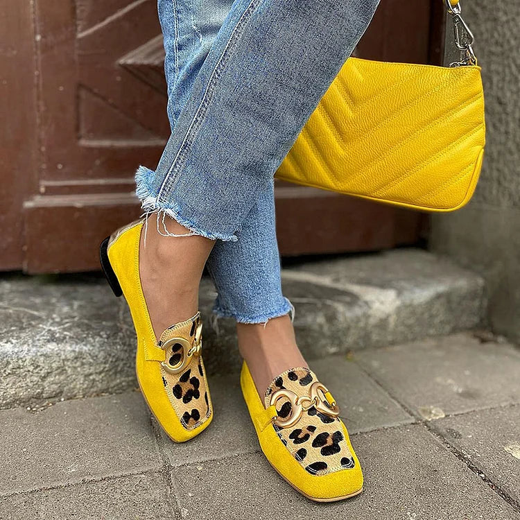 Dubois™ | Mocassins casual avec finition métallisée et surpiqûres imprimé léopard