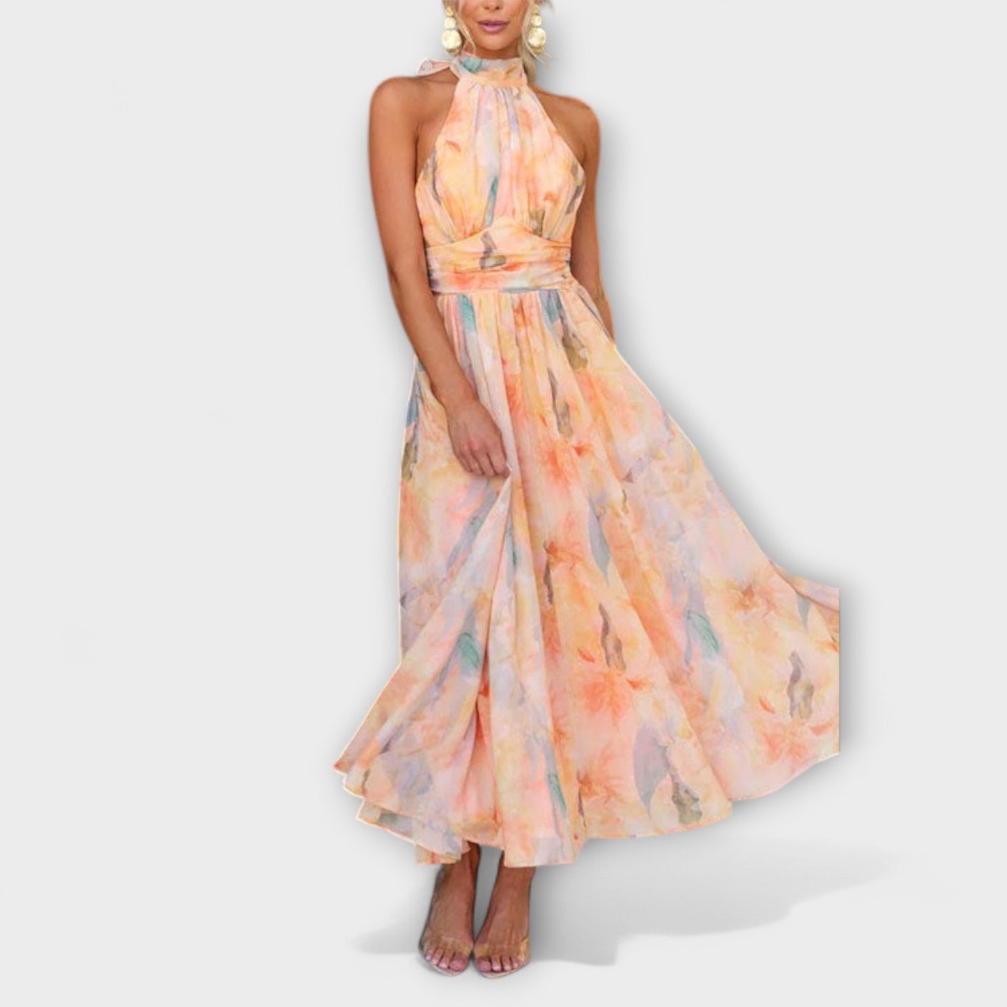 Élodie – Robe Longue Aquarelle Dos Nu