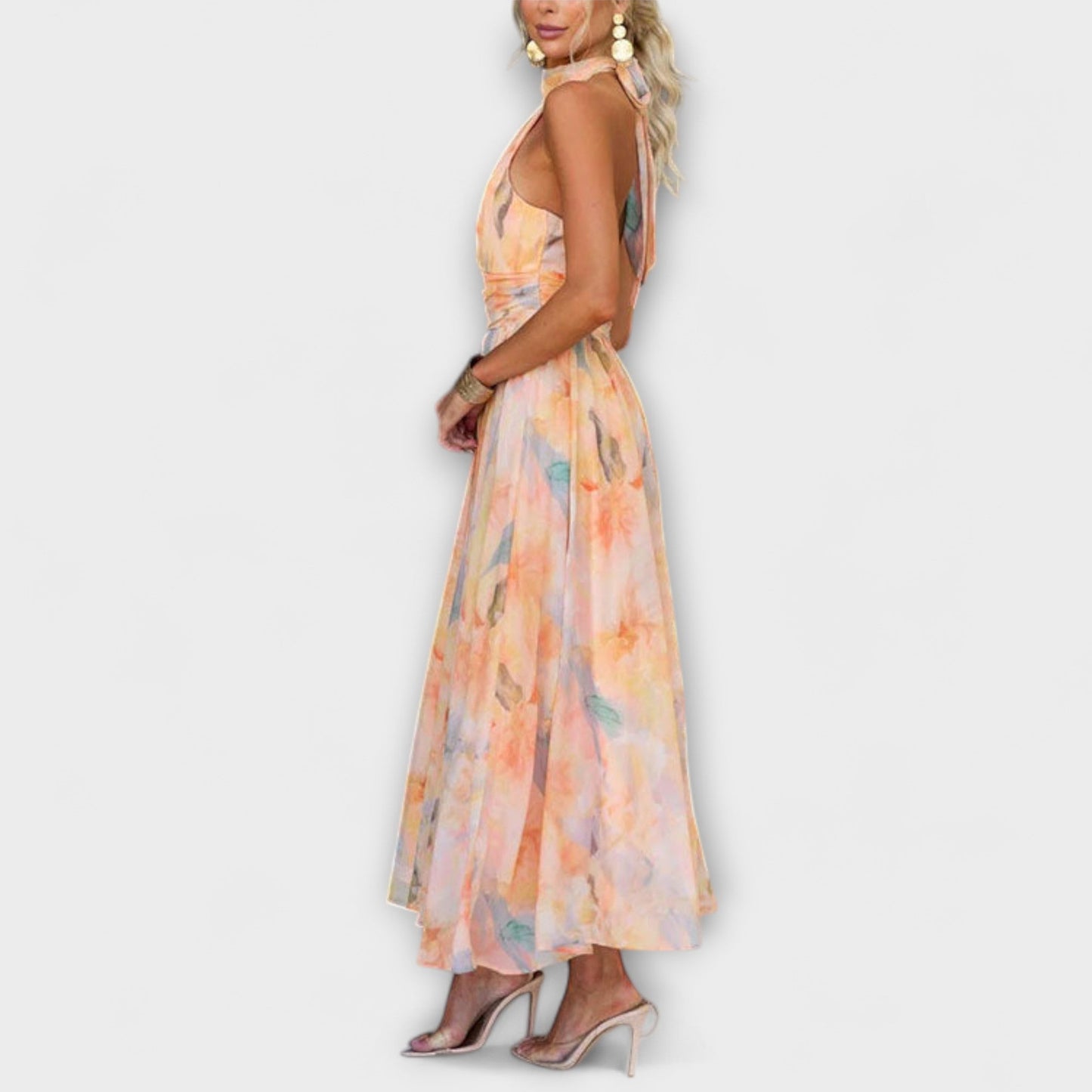 Élodie – Robe Longue Aquarelle Dos Nu