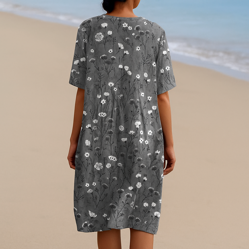 Dubois™ | Robe Grise à Fleurs Blanches