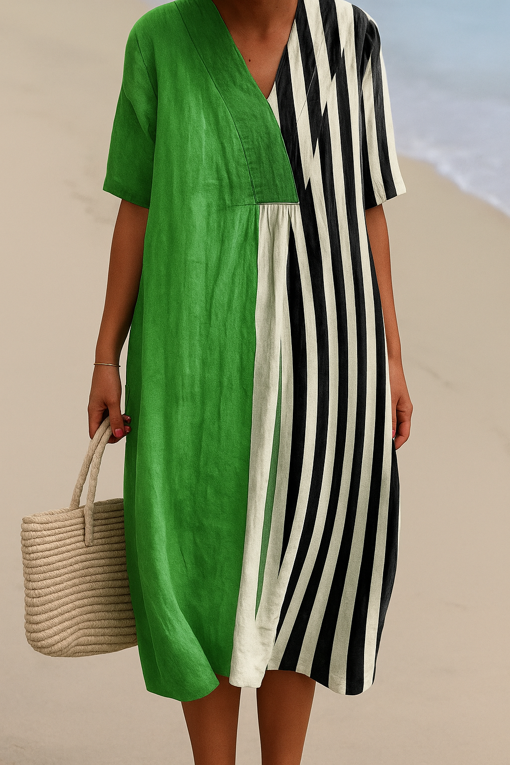 Dubois™ | Robe Vert Vif à Rayures Noires