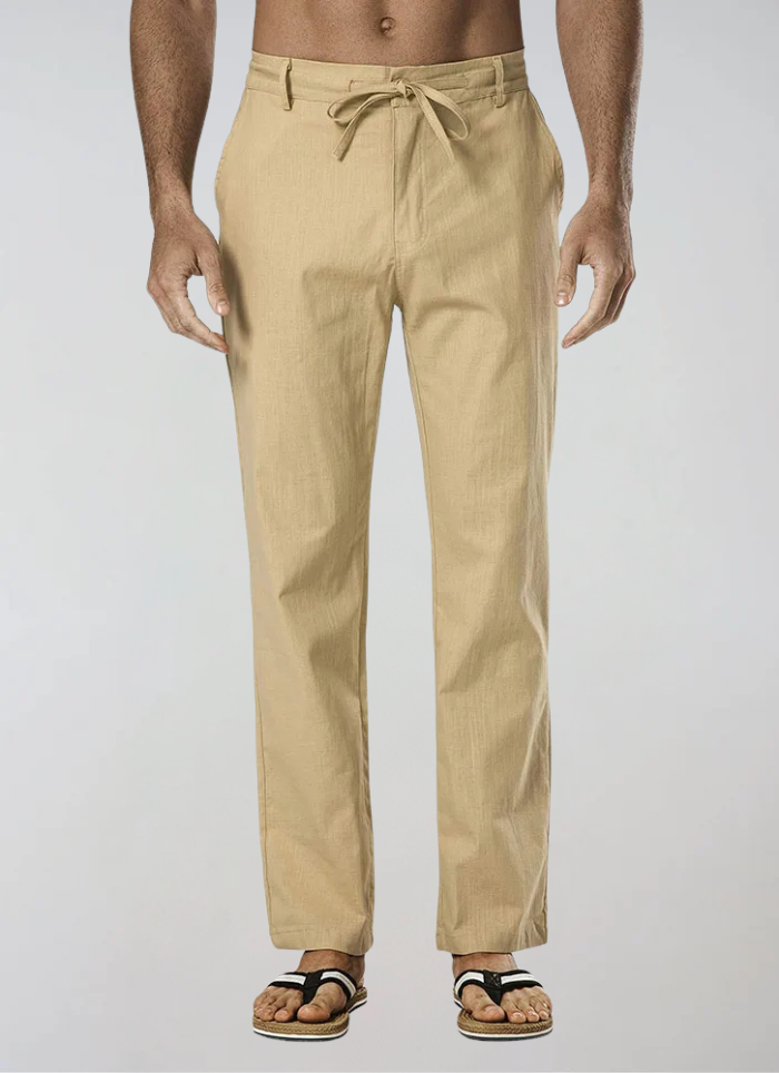Pantalon en Lin à Cordon - Kaki