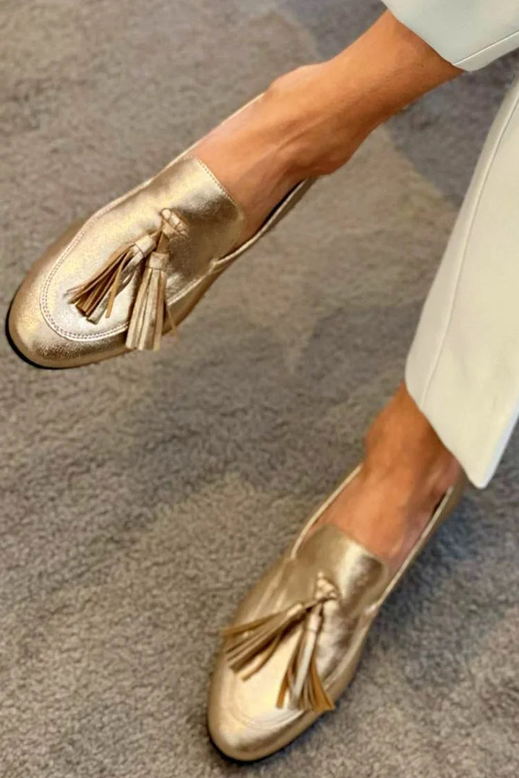 Dubois™ | Mocassins dorés à effet métallisé avec pampilles