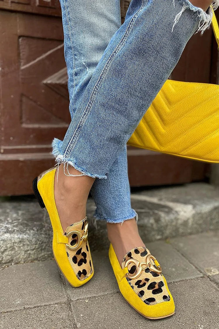 Dubois™ | Mocassins casual avec finition métallisée et surpiqûres imprimé léopard