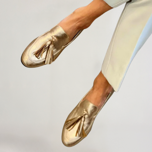 Dubois™ | Mocassins dorés à effet métallisé avec pampilles