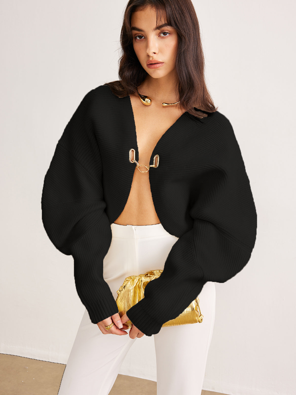 Dubois™| Cardigan élégant à manches bouffantes
