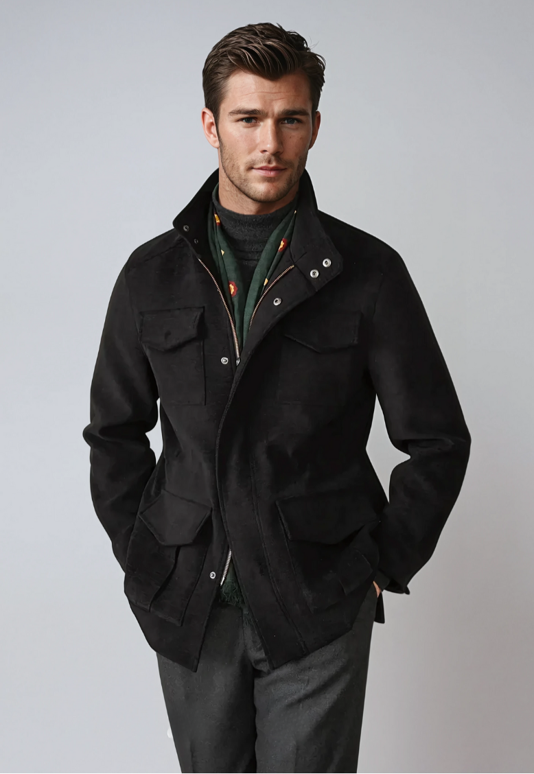 Dubois™| Manteau en Laine Multi-Poches Noir