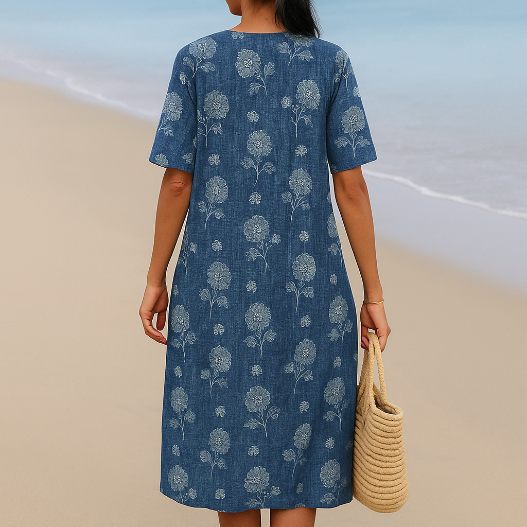 Dubois™ | Robe Bleu Indigo à Fleurs