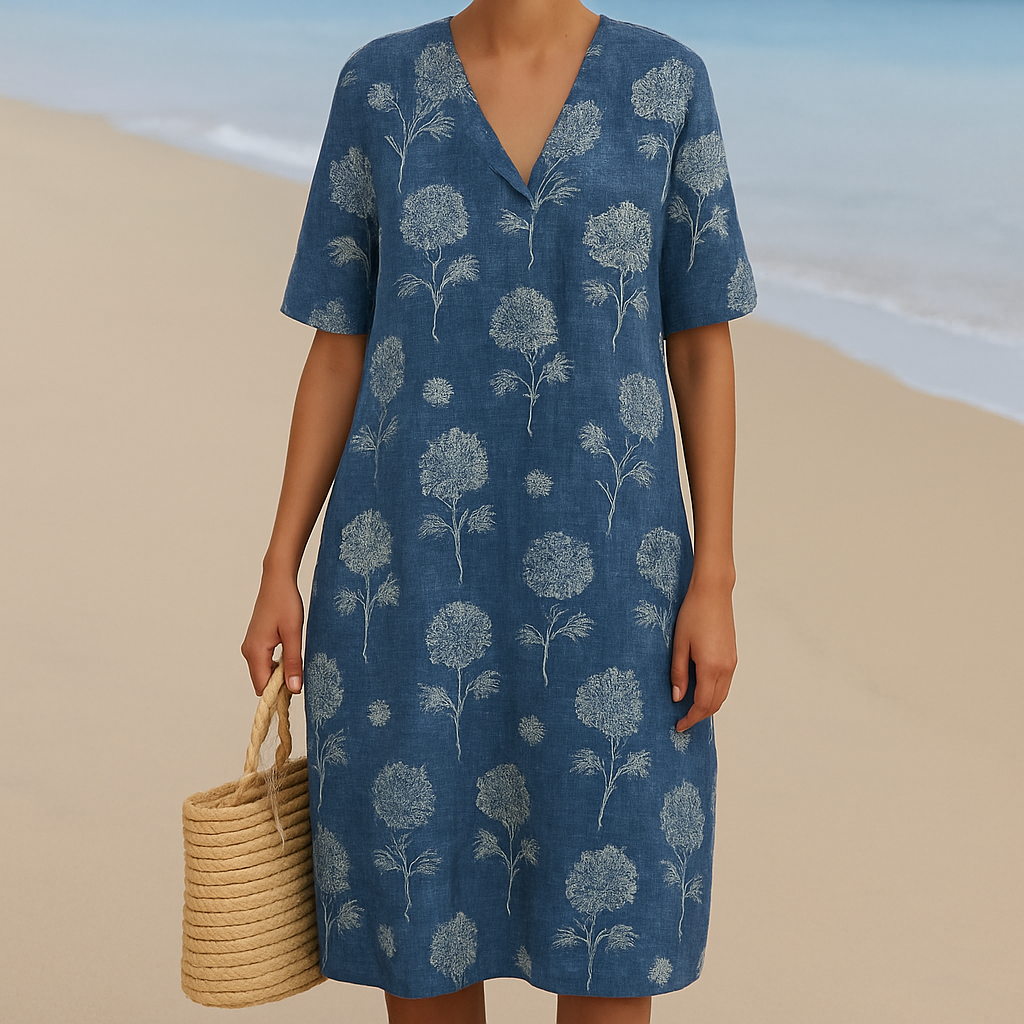 Dubois™ | Robe Bleu Indigo à Fleurs