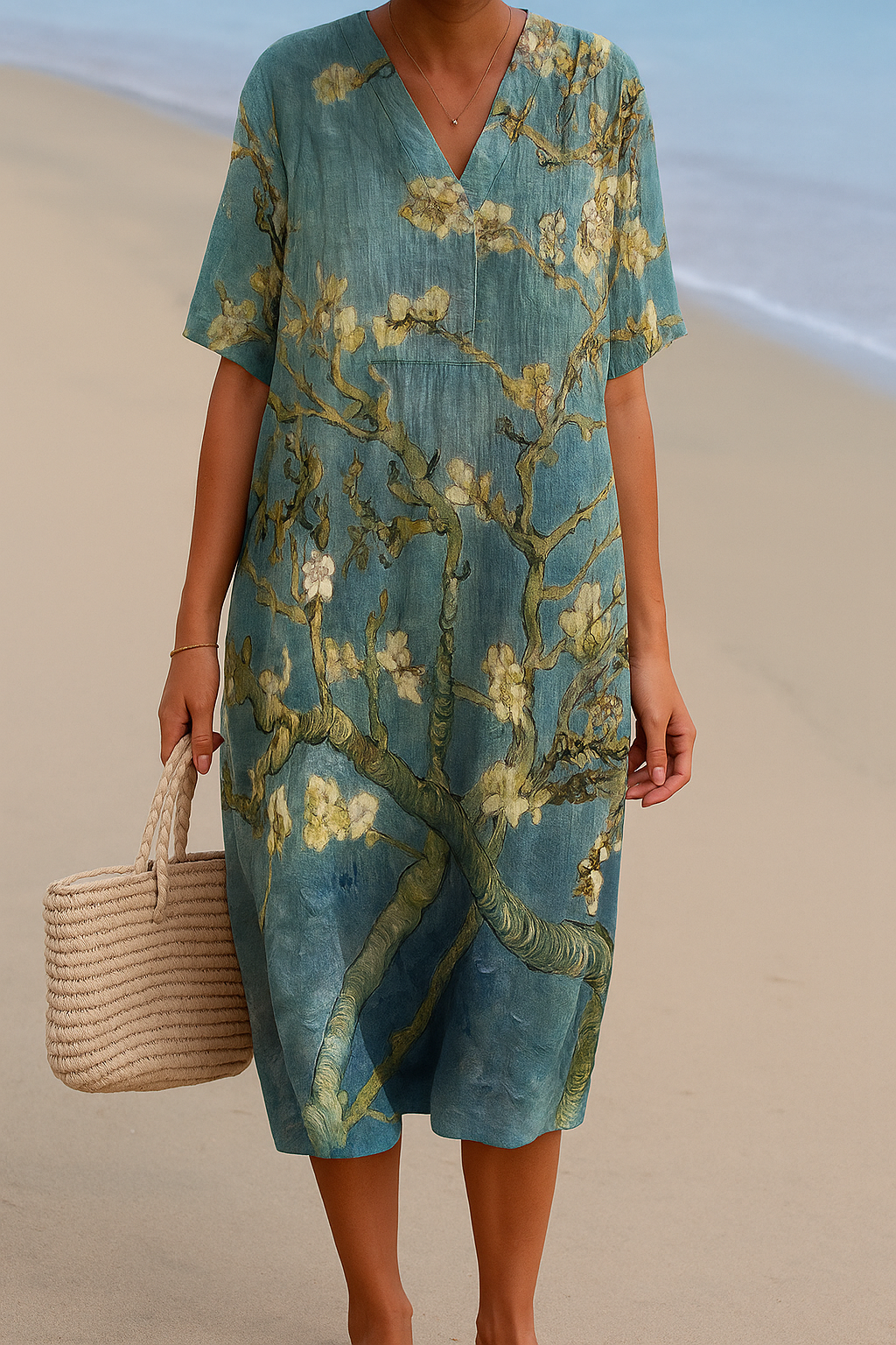 Dubois™ | Robe Bleu-Vert à Imprimé Fleuri