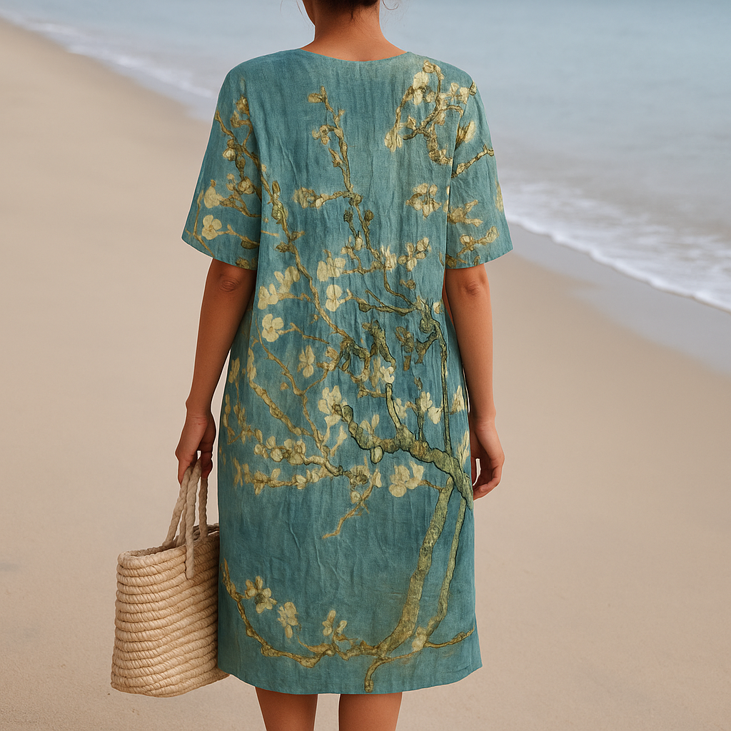 Dubois™ | Robe Bleu-Vert à Imprimé Fleuri