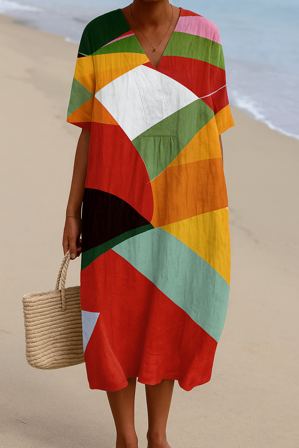 Dubois™ | Robe Verte à Motif Géométrique