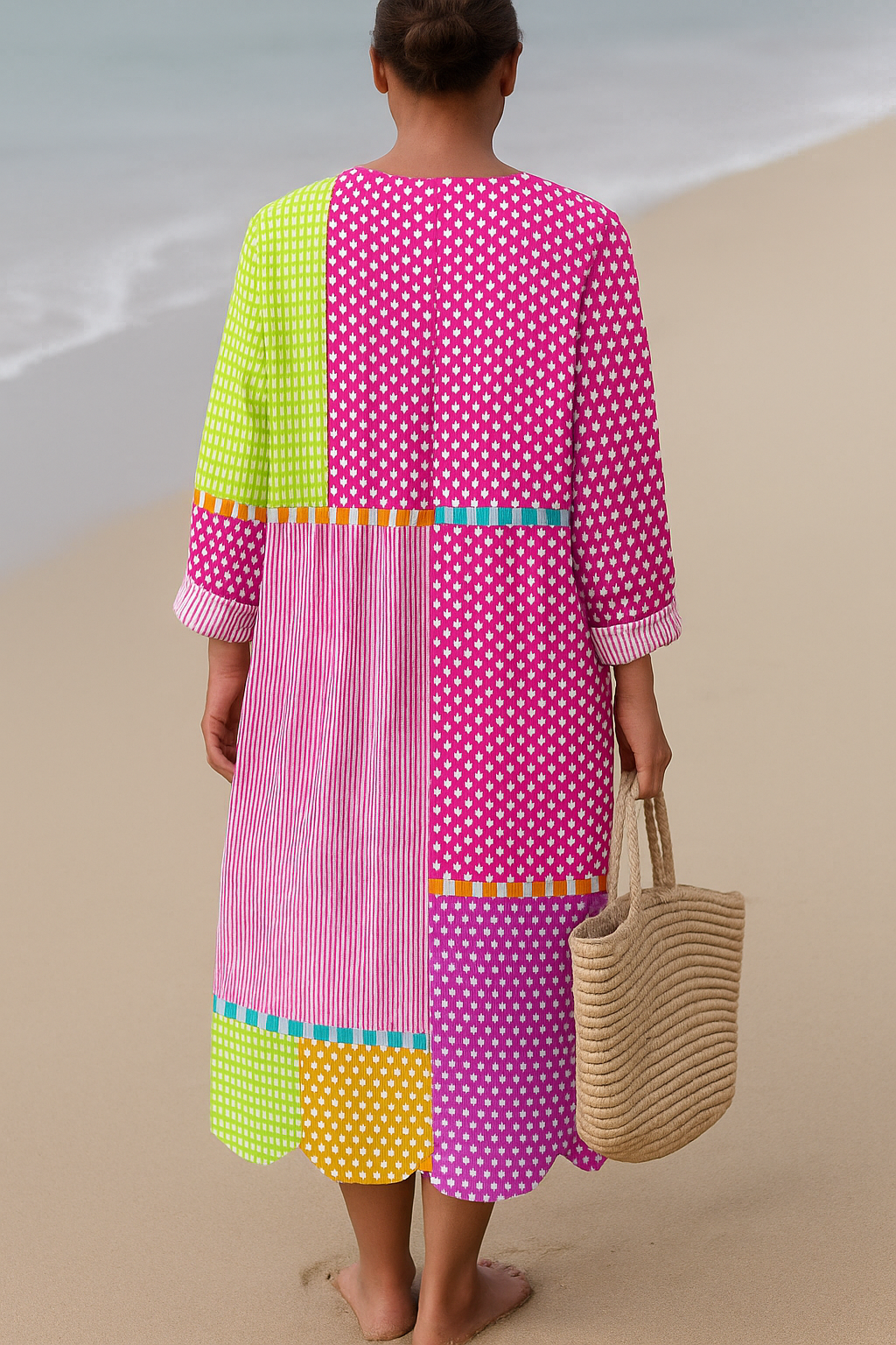 Dubois™ | Robe Patchwork Multicolore à Pois et Rayures