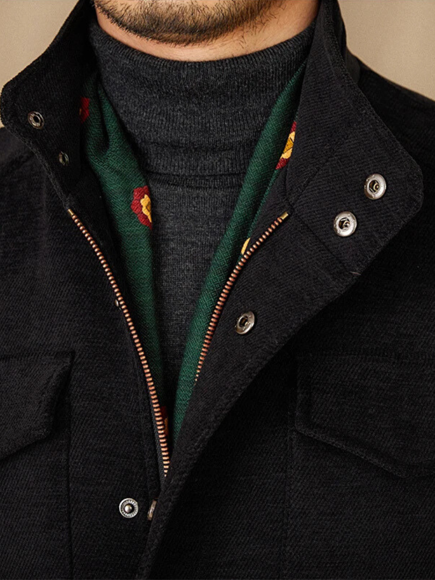 Dubois™| Manteau en Laine Multi-Poches Noir