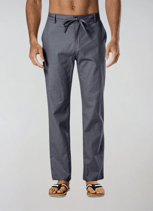 Pantalon en Lin à Cordon - Gris