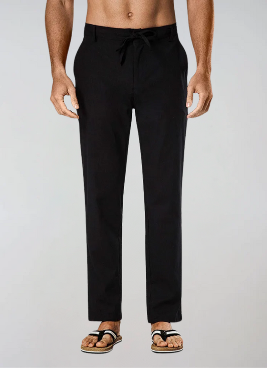 Pantalon en Lin à Cordon - Noir