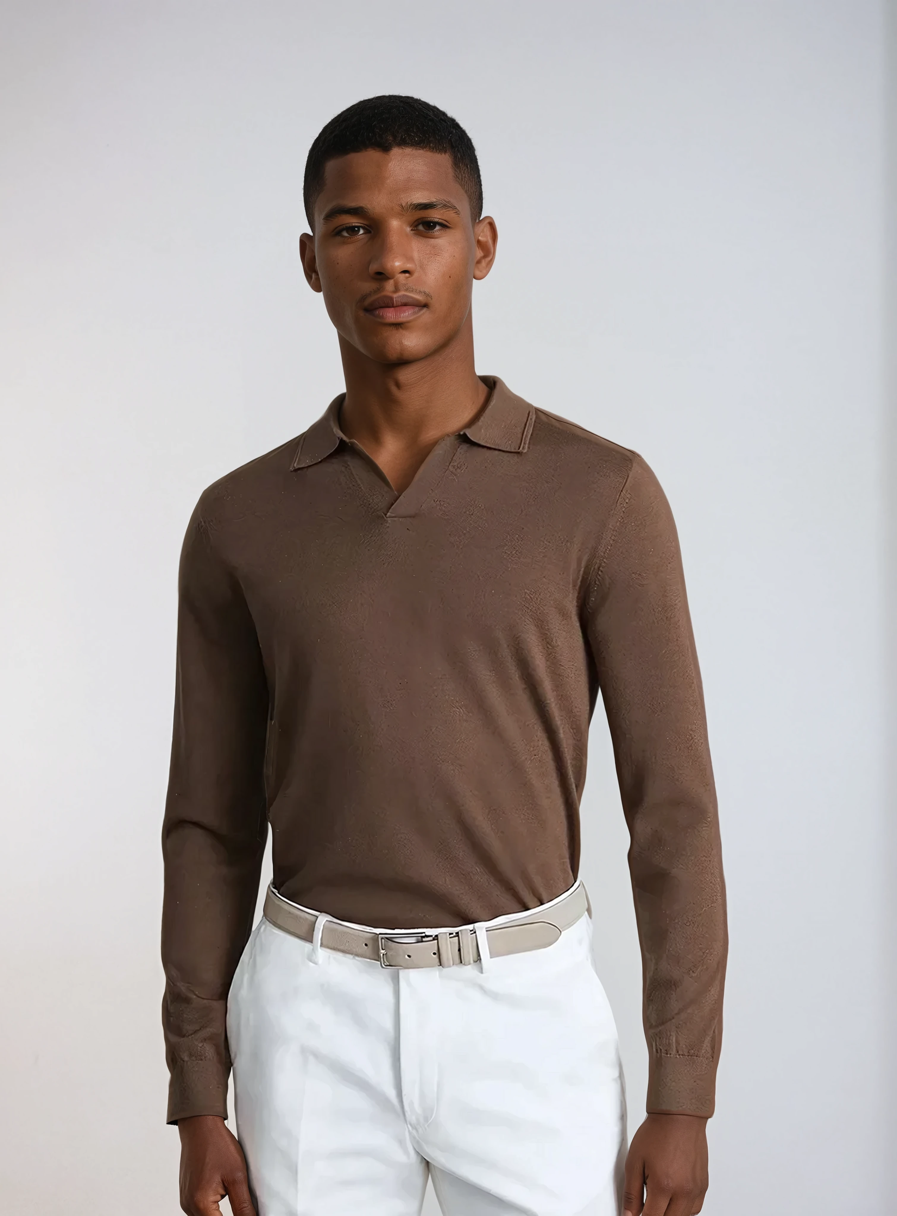 Dubois™| Polo Manches Longues Sans Boutons Marron