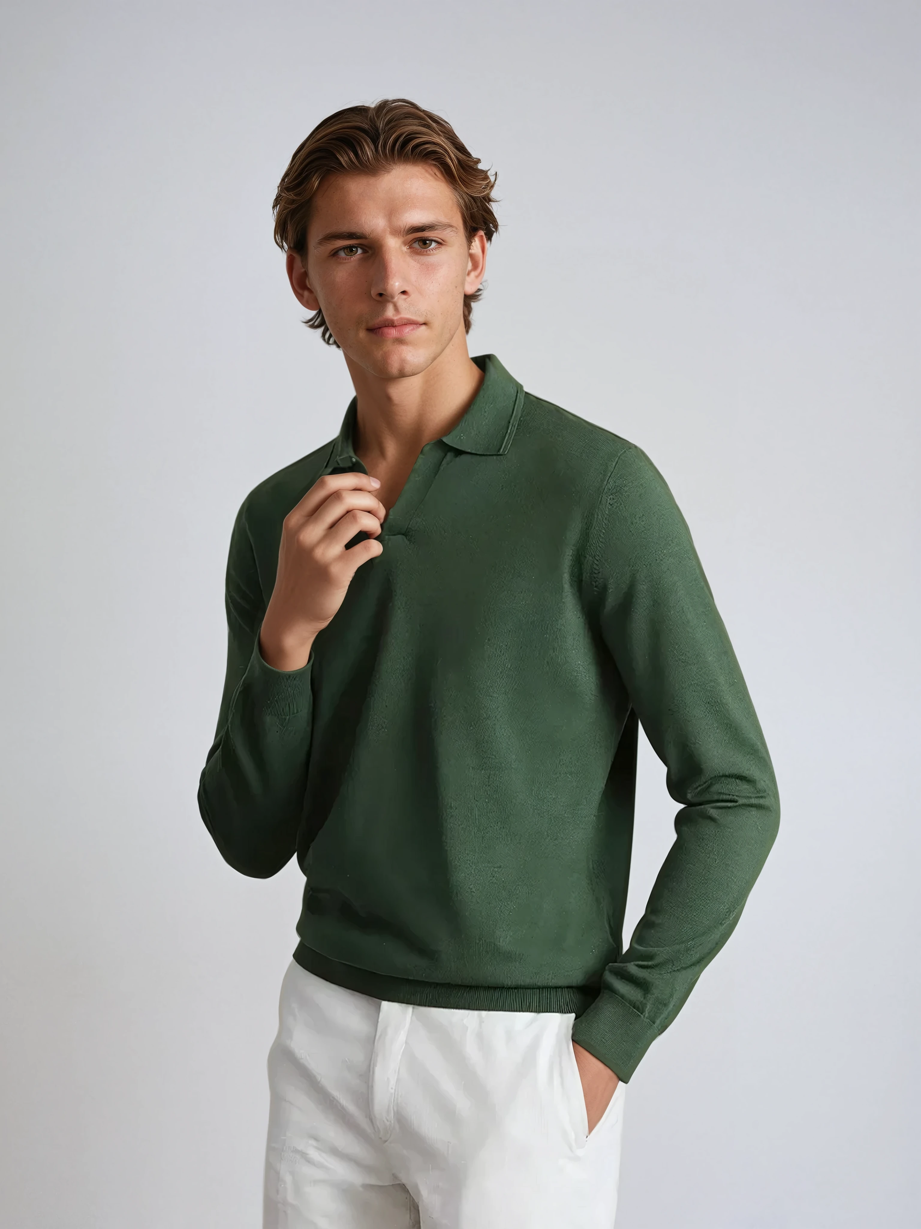 Dubois™| Polo Manches Longues Sans Boutons Vert