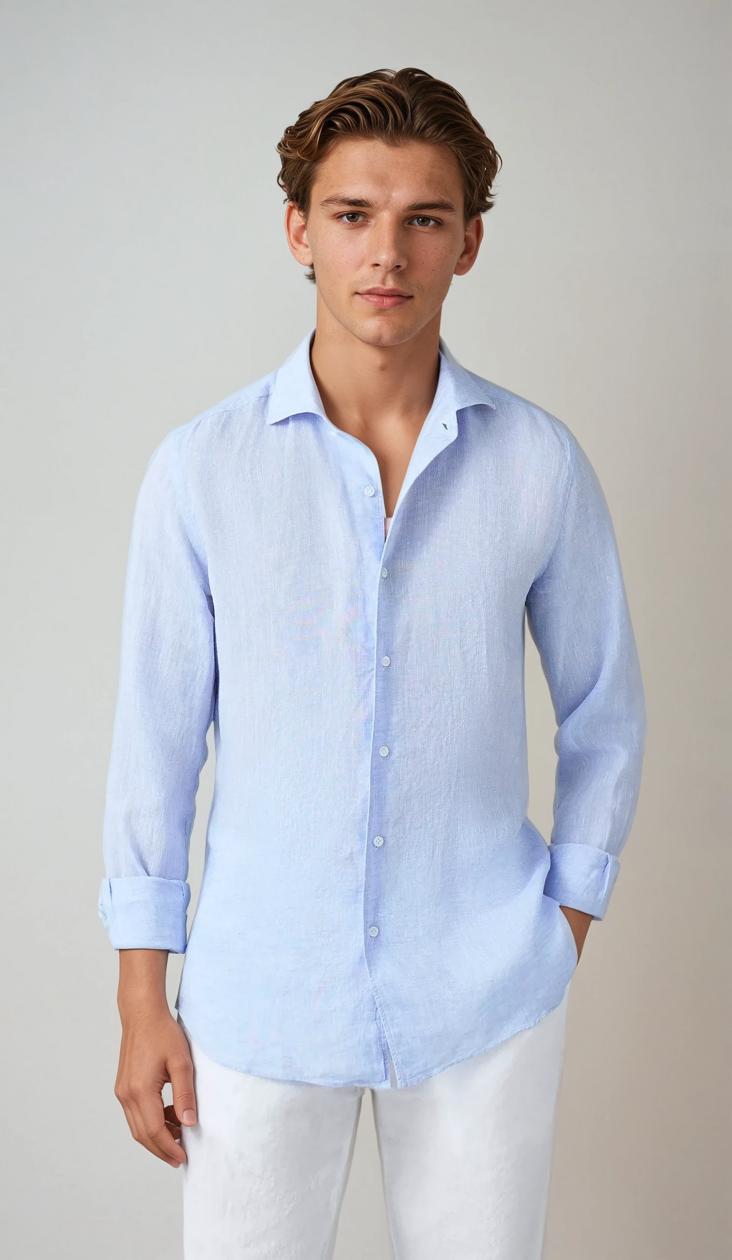 Chemise en Lin Bleu Clair