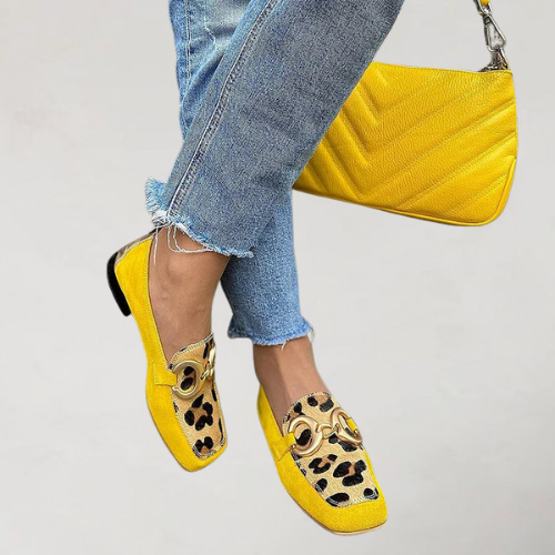 Dubois™ | Mocassins casual avec finition métallisée et surpiqûres imprimé léopard