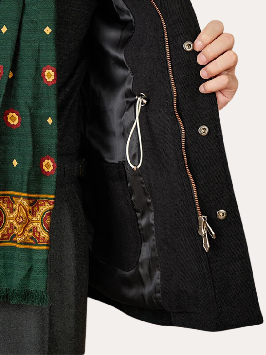 Dubois™| Manteau en Laine Multi-Poches Noir