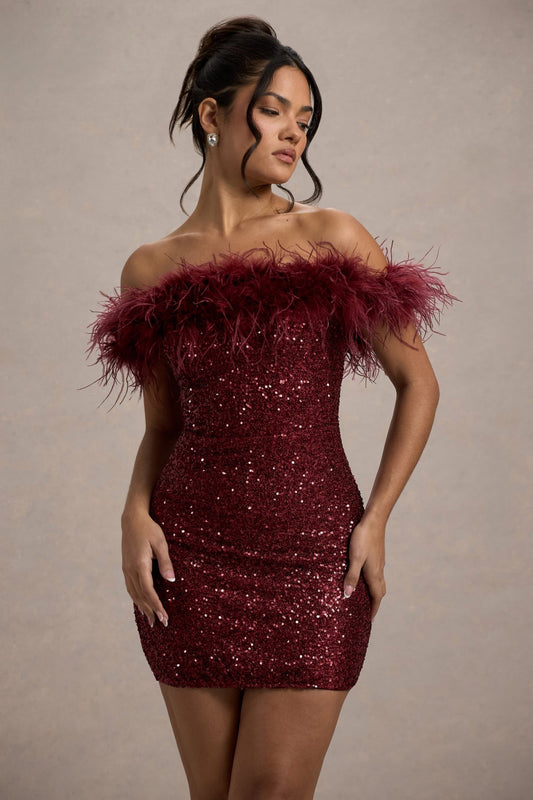 Chiara - Robe à pailettes avec plumes