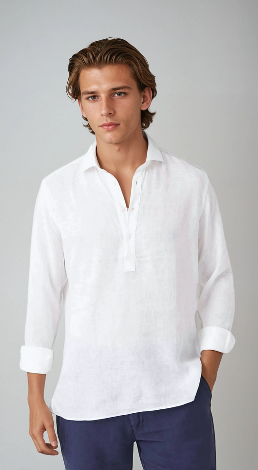 Chemise Pop-over en Lin - Blanc