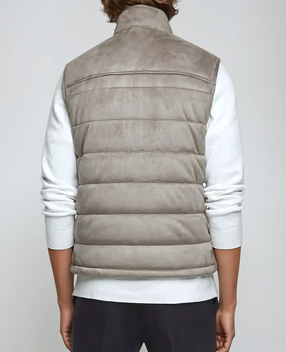 Gilet Sans Manches en Suède Gris