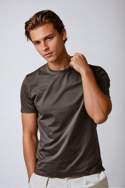 T-shirt Signature Supima – Marron foncé